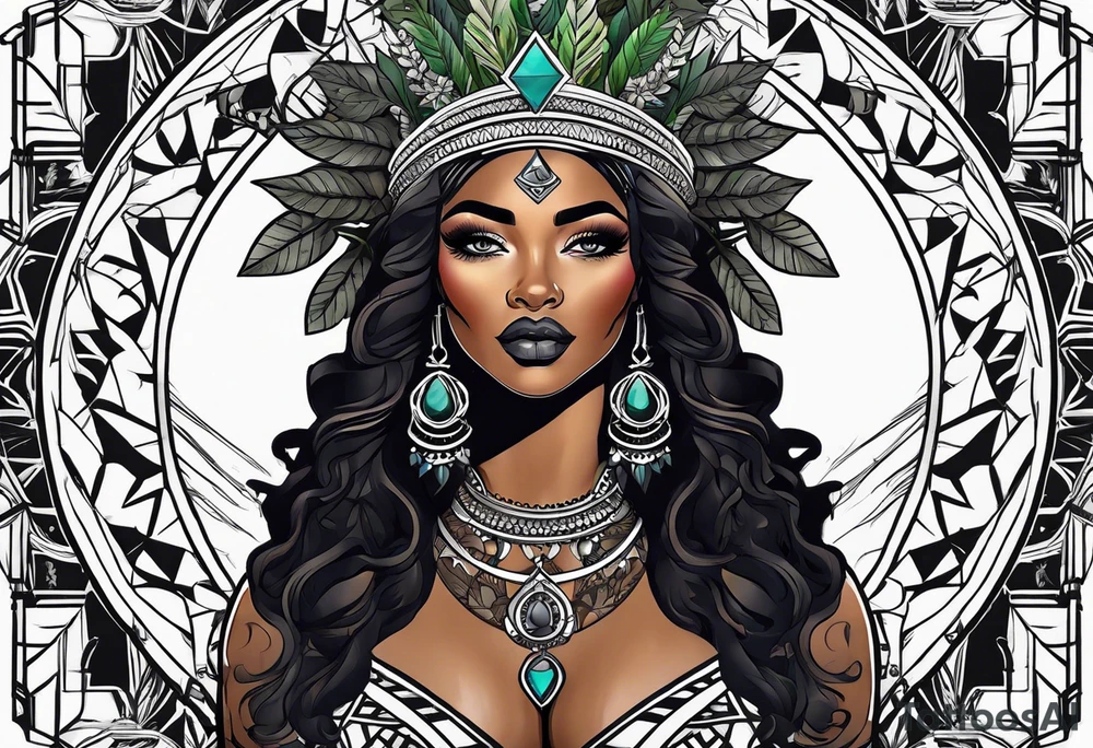 Black Goddess of sativa tattoo idea