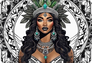 Black Goddess of sativa tattoo idea