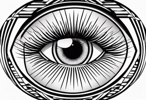 100 eyes with big eye lashes in geometric form in a oval tattoo idea