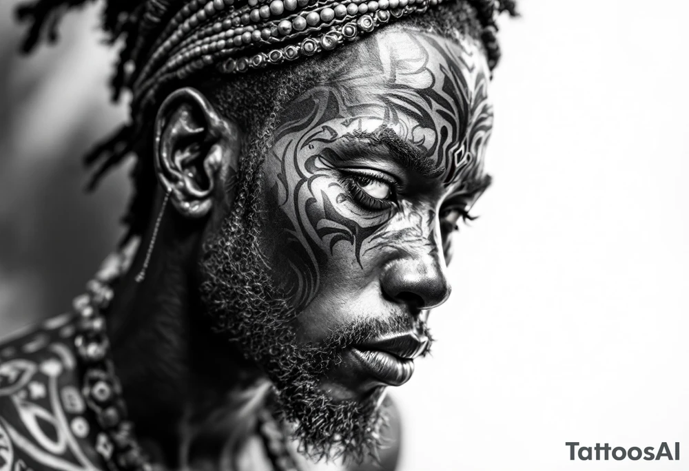 Black African god tribal tattoo idea