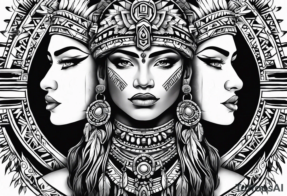 Aztec portrait tattoo idea