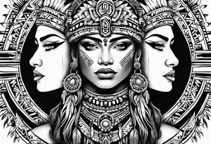 Aztec portrait tattoo idea