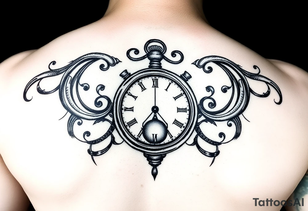 Music, hourglass, pocket watch tattoo idea