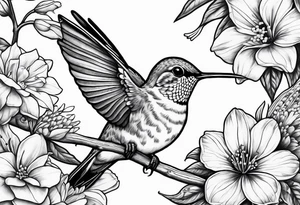 hummingbird, yellow finch, red cardinal, flower garden, tattoo idea