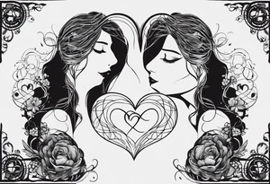 Love Tattoos:

	1.	Connected Silhouettes: Design silhouettes of two people standing, their hands barely touching, forming a heart in the space between them. Use thin black lines for a subtle effect. tattoo idea