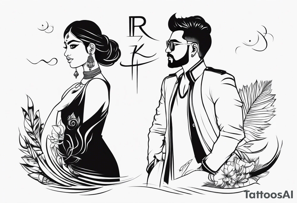 Blending name RISHI & THRISHIKA tattoo idea