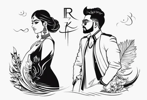 Blending name RISHI & THRISHIKA tattoo idea