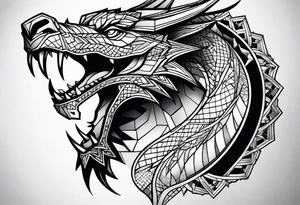 geometric dragon facing front tattoo idea