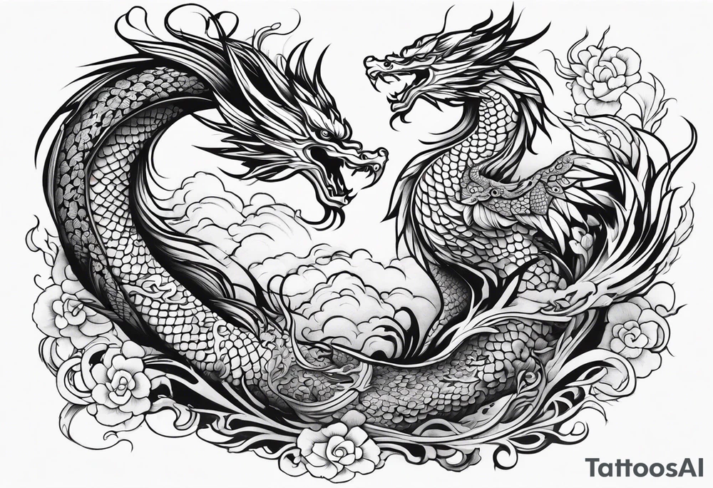 Phoenix and dragon tattoo idea