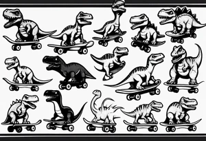 dinosaur riding a skateboard tattoo idea