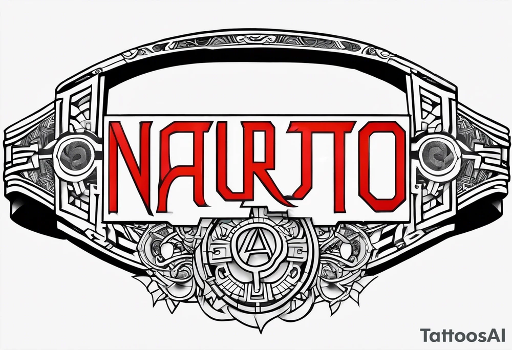 A naruto headband with the letters AR in the middle tattoo idea