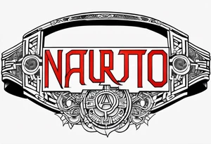 A naruto headband with the letters AR in the middle tattoo idea