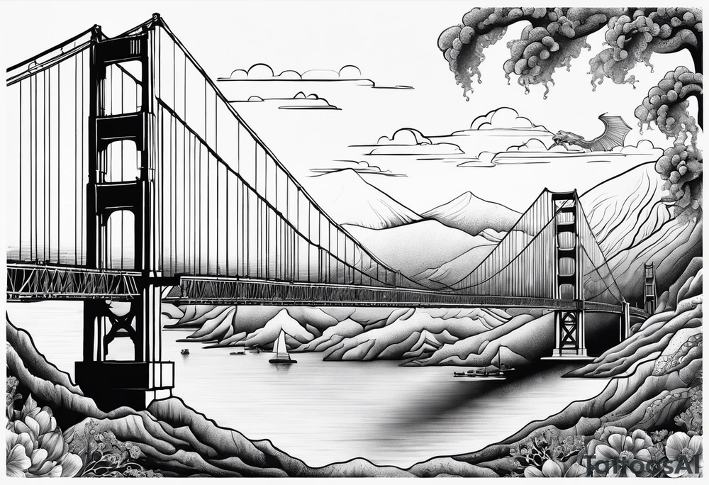 Golden Gate Bridge with a dragon tattoo idea