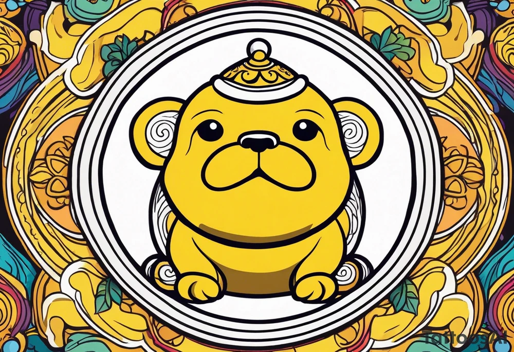 jake the dog from adventure time posed as the three wise monkey symbol tattoo idea