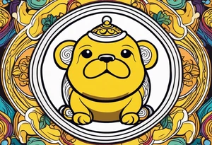 jake the dog from adventure time posed as the three wise monkey symbol tattoo idea