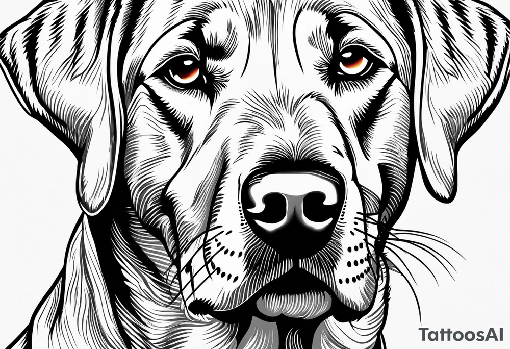 One happy yellow labrador retriever missing a part of the ear tattoo idea