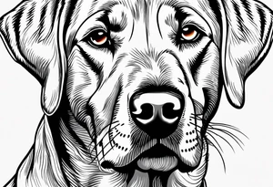One happy yellow labrador retriever missing a part of the ear tattoo idea