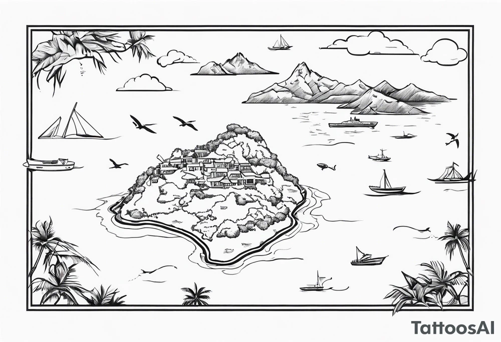 Outline map of the UAV and bvi Caribbean islands tattoo idea