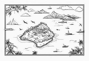 Outline map of the UAV and bvi Caribbean islands tattoo idea