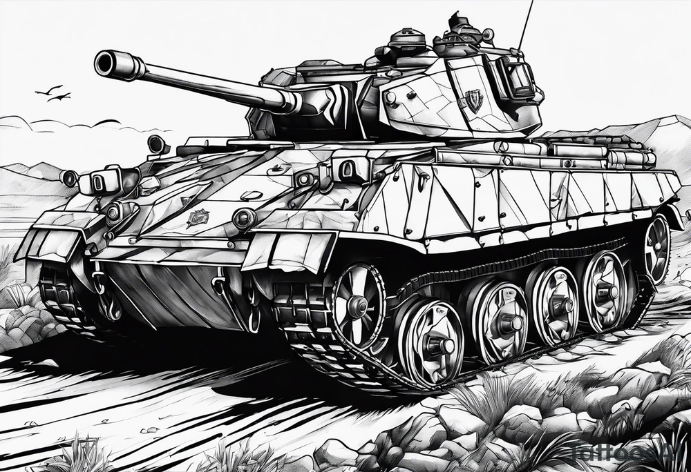 Battlefield scenery buildings tattoo idea