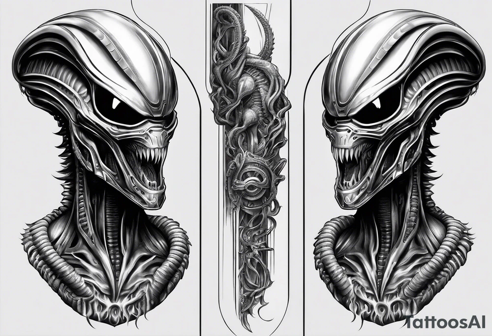 xenomorph, sleeve tattoo idea