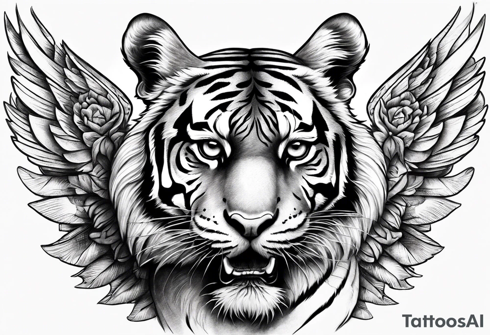 Tiger with wings for memorial piece including remembrance of dead father tattoo idea