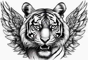 Tiger with wings for memorial piece including remembrance of dead father tattoo idea