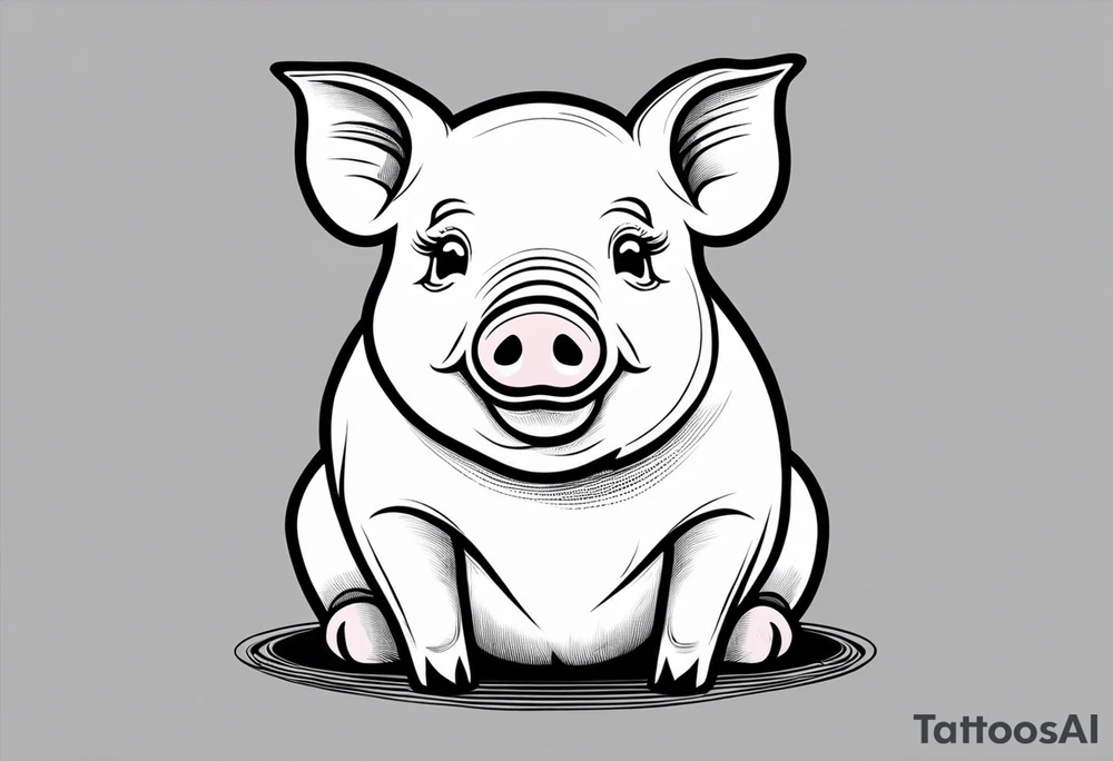 cute pig or piglet.
with text: "friends not food" 

only very thin lines. no shading. black and white only. simple outline only tattoo idea