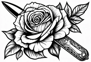 Dagger stabbing roses tattoo idea