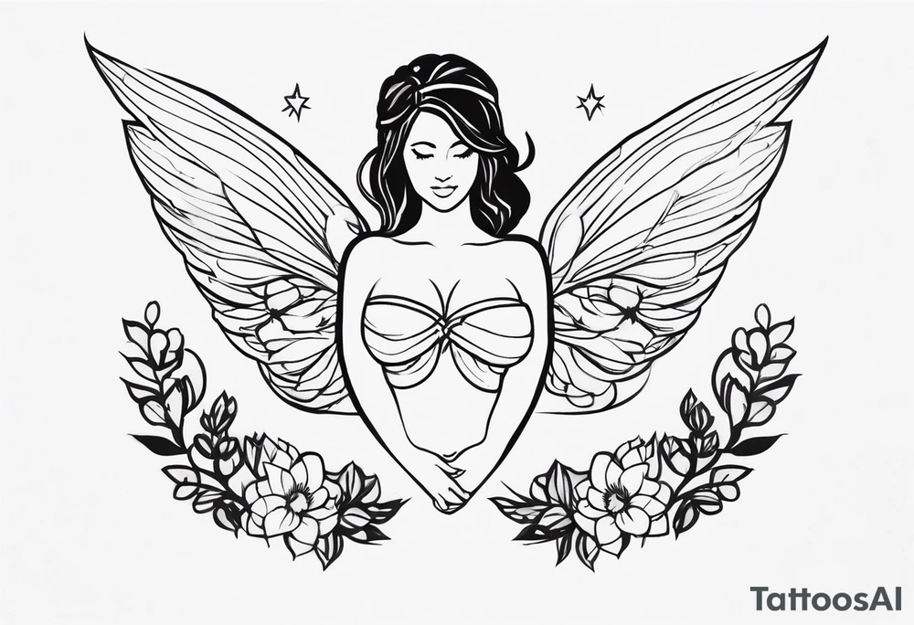 Center breast tattoo signifying struggle with miracles tattoo idea