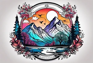mountain with tree of life tattoo idea