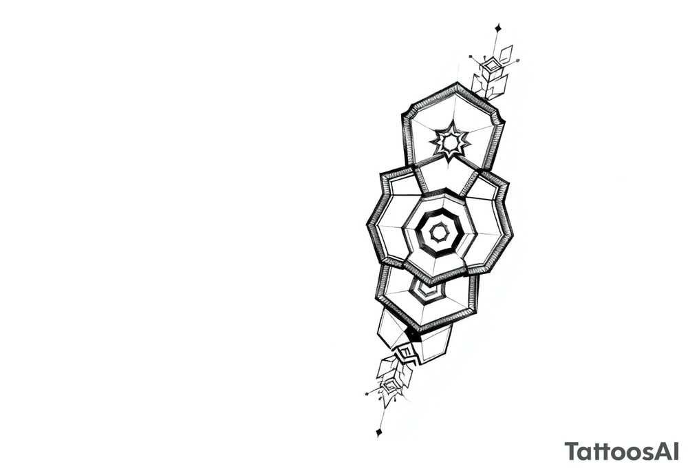 Hexagonal sleeve tattoo idea