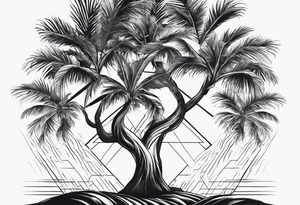 tree palm but instead of leaves there are palms (part of hand) tattoo idea