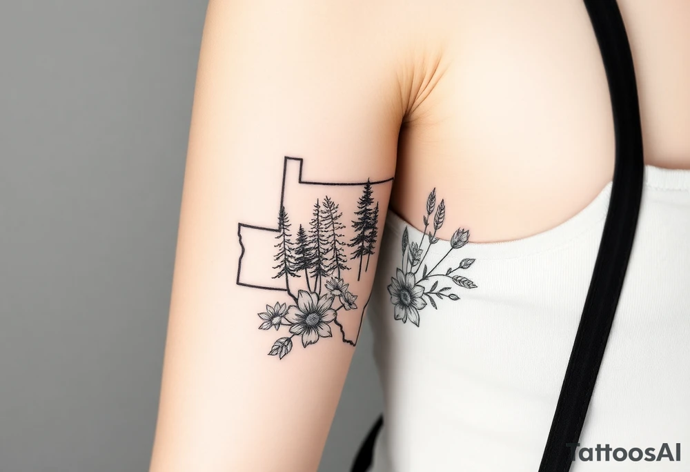 Texas 
Washington 
Connecticut 
State trees and flowers tattoo idea