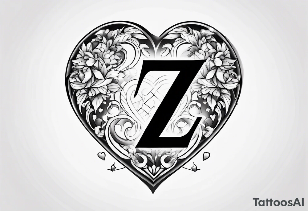 Letter Z incorporated with a heart tattoo idea