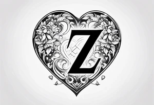 Letter Z incorporated with a heart tattoo idea