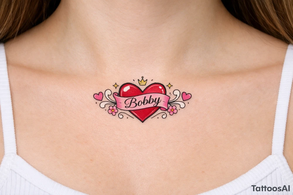 Heart cute adorable beautiful girly preppy heart tattoos with women boyfriends name that is named Bobby tattoo idea
