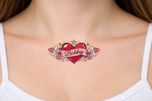 Heart cute adorable beautiful girly preppy heart tattoos with women boyfriends name that is named Bobby tattoo idea