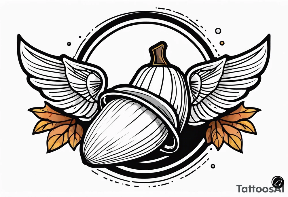 Flying acorn tattoo idea