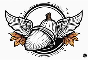 Flying acorn tattoo idea