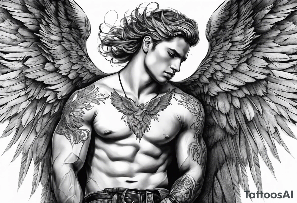 male fallen angel,the fall of gabriel evil tattoo idea