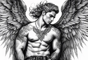 male fallen angel,the fall of gabriel evil tattoo idea