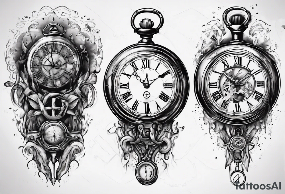 Roman numeral 4 on antient pocket watch tattoo idea