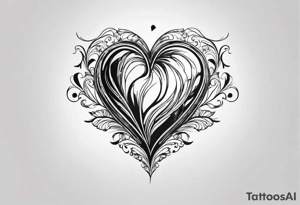 Make me a sketch of a heart that the heart creates makeup products like a blush brush tattoo idea