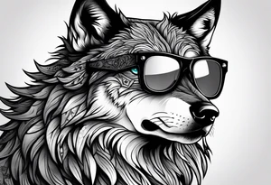 Badass Wolf wearing Sunglasses tattoo idea