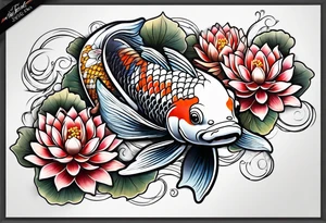 Koi and lotus flower tattoo idea