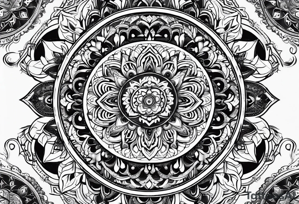 Combine intricate mandala patterns with religious symbols representing your faith at the center tattoo idea