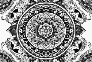 Combine intricate mandala patterns with religious symbols representing your faith at the center tattoo idea