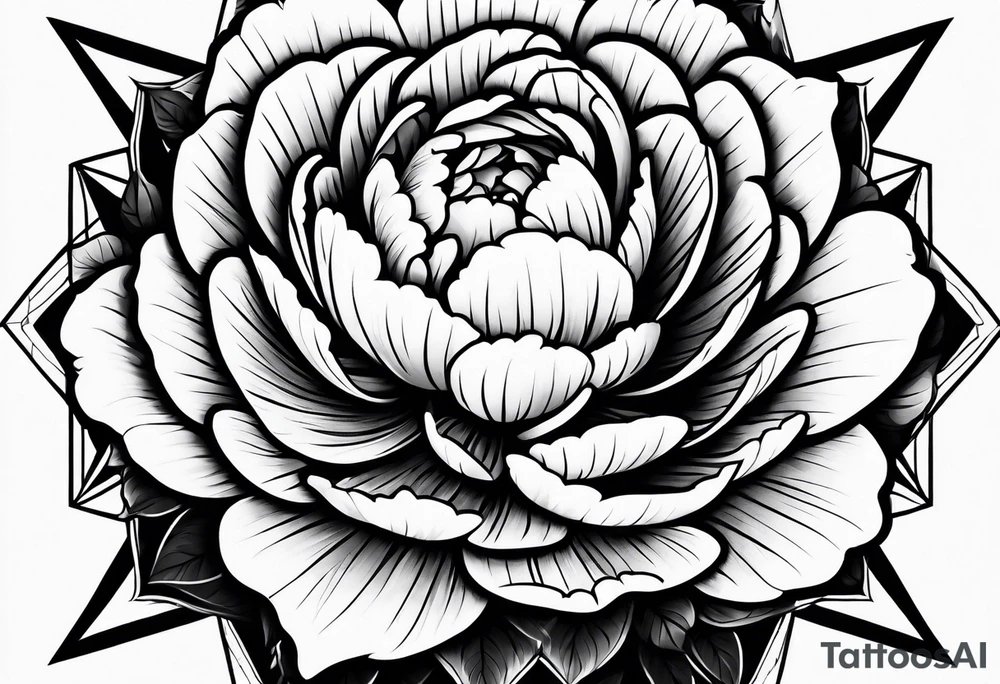 Peony upside down triangle geometric patterns tattoo idea Peony upside down triangle geometric patterns tattoo idea