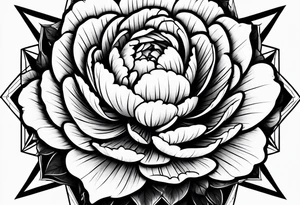 Peony upside down triangle geometric patterns tattoo idea